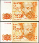 200 Pesetas. 16 de Septiembre de 1980. Pareja correlativa. Sin serie. (Edifil 2021: 480). SC.