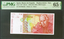 2000 Pesetas. 24 de Abril de 1992. Serie especial 9D, última serie especial emitida. (Edifil 2021: 482Ab, Pick: 164*). Raro en esta calidad, apresto o...