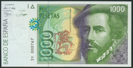 1000 Pesetas. 12 de Octubre de 1992. Tipo II. Serie 3Y y numeración baja y capicúa. (Edifil 2017: 483b). SC.