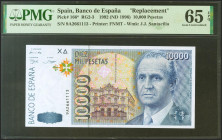 10000 Pesetas. 12 de Octubre de 1992. Serie especial 9A. (Edifil 2021: 485b, Pick: 166*). Raro en esta excepcional calidad, apresto original. SC. Enca...