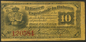 BANCO ESPAÑOL DE LA HABANA. 10 Centavos. 15 de Mayo de 1876. Serie B. (Edifil 2021: 46). BC.