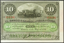 BANCO ESPAÑOL DE LA ISLA DE CUBA. 10 Pesos. 15 de Mayo de 1896. Sobrecarga PLATA, en el reverso. (Edifil 2021: 82). Inusual y consevando todo su apres...