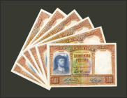 Conjunto de 6 billetes de 500 Pesetas emitidos el 25 de Abril de 1931, sin serie. (Edifil 2021: 361). EBC-/EBC. A EXAMINAR.