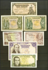Conjunto de 13 billetes del Banco de España de diferentes emisiones y en buenas calidades, excepto el 5 Pesetas de 1937 que es MBC+. A EXAMINAR.