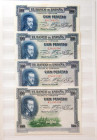 Precioso conjunto de más de 200 billetes del Banco de España, de diferentes emisiones y en diversas calidades, muchos de ellos sin circular, en pareja...