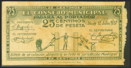 ALCOY (ALICANTE). 25 Céntimos. 12 de Julio de 1937. (González: 378). RC+.