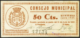 SARIÑENA (HUESCA). 50 Céntimos. 10 de Junio de 1937. (González: 4785). EBC-.