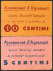 AGRAMUNT (LERIDA). 5 Céntimos y 10 Céntimos. (1937ca). (González: 6016, 6019). Raros. EBC/MBC.