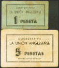 ANGLES (GERONA). 1 Peseta y 5 Pesetas. (1937ca). (González: 6306/07). MBC+.