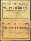 COLLSESPINA (BARCELONA). 50 Céntimos y 1 Peseta. 20 de Mayo de 1937. (González: 7642, 7644). Muy raros. MBC-.