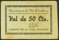 ELS OMELLONS (LERIDA). 50 Céntimos. (1937ca). (González: 9034). Muy raro. MBC+.
