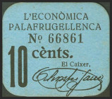 PALAFRUGELL (GERONA). 10 Céntimos. (1937ca). (González: 9077). Muy raro. SC-.