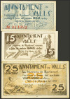 VALLS (TARRAGONA). 10 Céntimos, 15 Céntimos y 25 Céntimos. Septiembre de 1937. (González: 10545/47). EBC/MBC+.