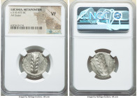 LUCANIA. Metapontum. Ca. 510-470 BC. AR stater (23mm, 11h). NGC VF. META, six-grained barley ear; guilloche border on raised rim / Incuse six-grained ...