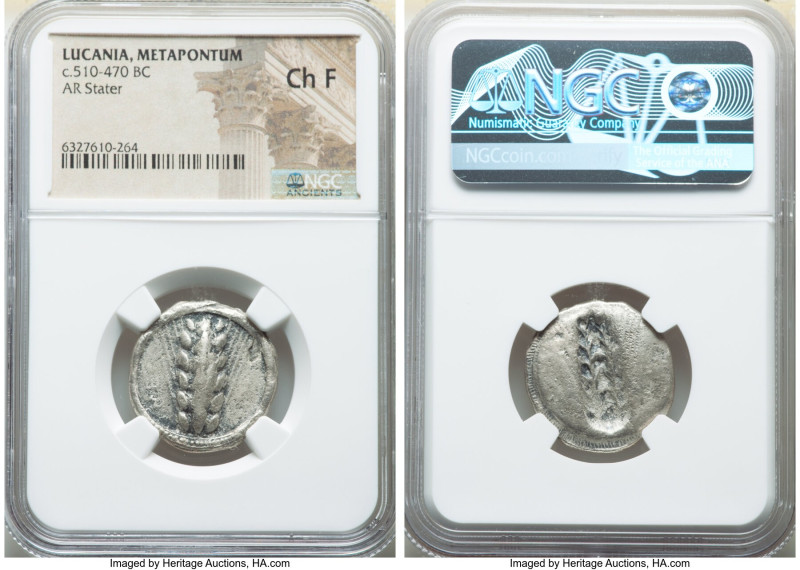 LUCANIA. Metapontum. Ca. 510-470 BC. AR stater (22mm, 12h). NGC Choice Fine. MET...