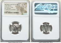 LUCANIA. Metapontum. Ca. 330-280 BC. AR stater (20mm, 7.84 gm, 11h). NGC Choice VF 4/5 - 4/5. Atha-, magistrate. Head of Demeter left, wreathed in cor...