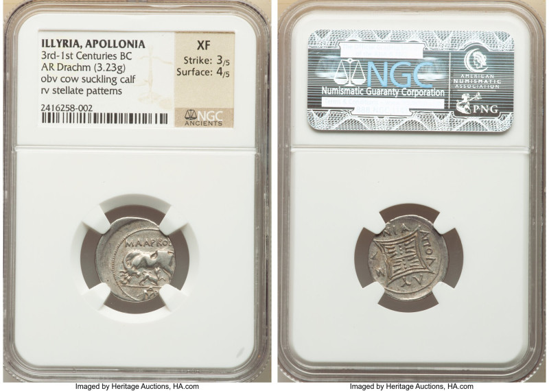 ILLYRIA. Apollonia. Ca. 2nd-1st Centuries BC. AR drachm (19mm, 3.23 gm, 2h). NGC...