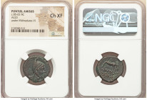 PONTUS. Amisus. Time of Mithradates VI Eupator (ca. 85-65 BC). AE (23mm, 1h). NGC Choice XF. Head of Perseus right, wearing Phrygian helmet decorated ...