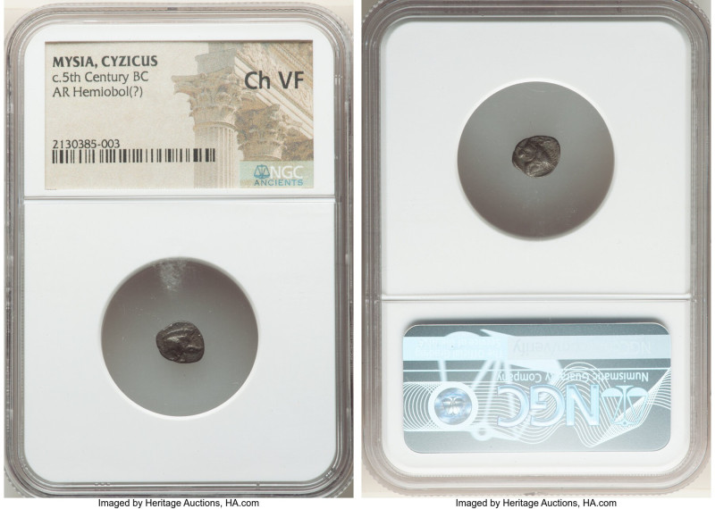 MYSIA. Cyzicus. Ca. 5th century BC. AR hemiobol(?) (8mm, 8h). NGC Choice VF. For...