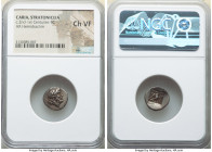 CARIA. Stratoniceia. Ca. 2nd-1st centuries BC. AR hemidrachm (14mm, 1h). NGC Choice VF. Menan, magistrate. Laureate head of Zeus right / MENAN, eagle ...