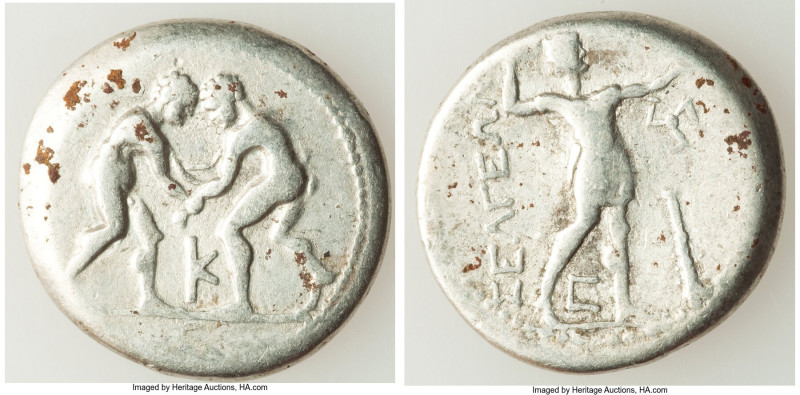 PISIDIA. Selge. Ca. 325-250 BC. AR stater (25mm, 10.04 gm, 12h). Fine. Two wrest...