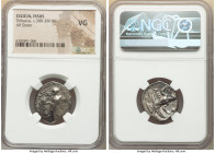 CILICIA. Issus. Tiribazus (ca. 388-380 BC). AR stater (23mm, 2h). NGC VG. IΣΣIKON (Greek)-TRYBZW (Aramaic), Baal, nude to waist, standing left, eagle ...