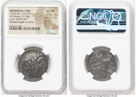 PHOENICIA. Tyre. Ca. 126/5 BC-AD 65/6. AR shekel (27mm, 13.35 gm, 2h). NGC Choice XF 4/5 - 2/5. Dated Civic Year 67 (AD 60/59). Laureate bust of Melqa...