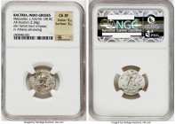INDO-GREEK KINGDOMS. Bactria. Menander I Soter (ca. 155-130 BC). AR Indic drachm (19mm, 2.38 gm, 1h). NGC Choice XF 5/5 - 3/5. Uncertain mint in the P...