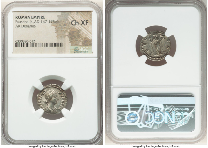 Faustina Junior (AD 147-175/6). AR denarius (18mm, 6h). NGC Choice XF. Rome, AD ...