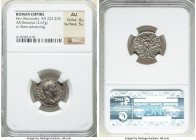 Severus Alexander (AD 222-235). AR denarius (20mm, 2.67 gm, 6h). NGC AU 4/5 - 5/5. Rome, AD 225. IMP C M AVR SEV-ALEXAND AVG, laureate, draped bust of...