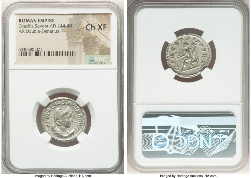 Otacilia Severa (AD 244-249). AR antoninianus (22mm, 5h). NGC Choice XF. Rome. M...