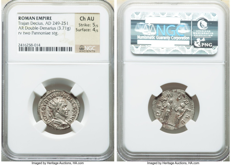 Trajan Decius (AD 249-251). AR antoninianus (21mm, 3.71 gm, 1h). NGC Choice AU 5...