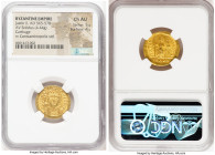 Justin II (AD 565-578). AV solidus (20mm, 4.44 gm, 6h). NGC Choice AU 5/5 - 4/5. Carthage, Dated Indictional Year 2 (AD 568/9). D N I-VSTI-NVS PP AVG,...