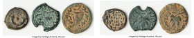 ANCIENT LOTS. Judaea. Ca. 1st centuries BC-AD. Lot of three (3) AE prutahs. Fine-Choice Fine. Includes: Three AE prutahs, various issuers, dates, and ...
