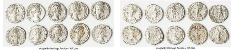 ANCIENT LOTS. Roman Imperial. Commodus (AD 177-192). Lot of ten (10) AR denarii....
