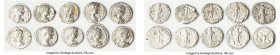 ANCIENT LOTS. Roman Imperial. Caracalla (AD 198-217). Lot of ten (10) AR denarii. Fine. Includes: Ten AR denarii of Caracalla, various types. Total of...