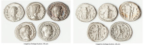 ANCIENT LOTS. Roman Imperial. Lot of five (5) AR denarii. VF-XF. Includes: Five Roman Imperial AR denarii, various rulers and types. Total of five (5)...