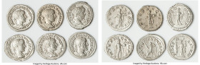 ANCIENT LOTS. Roman Imperial. Lot of six (6) AR denarii. XF. Includes: Six Roman Imperial AR denarii, various emperors and types. Total of six (6) coi...