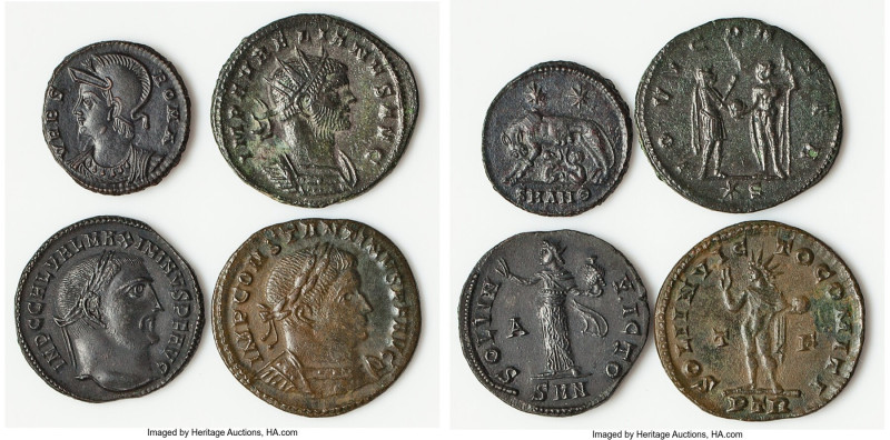 ANCIENT LOTS. Roman Imperial. Lot of four (4) BI and AE issues. Choice Fine-Choi...