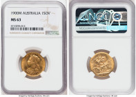 Victoria gold Sovereign 1900-M MS63 NGC, Melbourne mint, KM13, S-3875. Displaying luminous cartwheel brilliance. 

HID09801242017

© 2022 Heritage Auc...