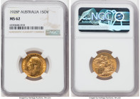 George V gold Sovereign 1928-P MS62 NGC, Perth mint, KM29, S-4001. 

HID09801242017

© 2022 Heritage Auctions | All Rights Reserved