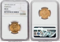Leopold II gold 20 Francs 1875 MS63 NGC, Brussels mint, KM37, Fr-412. Position A. 

HID09801242017

© 2022 Heritage Auctions | All Rights Reserved