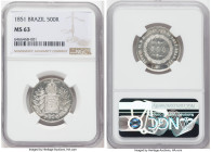 Pedro II 500 Reis 1851 MS63 NGC, KM458. Untoned white reflective surfaces with bold strike. 

HID09801242017

© 2022 Heritage Auctions | All Rights Re...