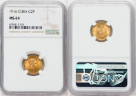 Republic gold 2 Pesos 1916 MS64 NGC, Philadelphia mint, KM17, Fr-6. Two year type. Peach and olive toned on satin surfaces. 

HID09801242017

© 2022 H...