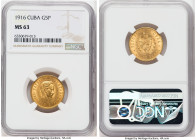 Republic gold 5 Pesos 1916 MS63 NGC, Philadelphia mint, KM19, Fr-4. Two year type. 

HID09801242017

© 2022 Heritage Auctions | All Rights Reserved