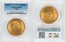 Republic gold 20 Pesos 1915 MS62 PCGS, Philadelphia mint, KM21, Fr-1. One year type. Mintage: 57,000. 

HID09801242017

© 2022 Heritage Auctions | All...