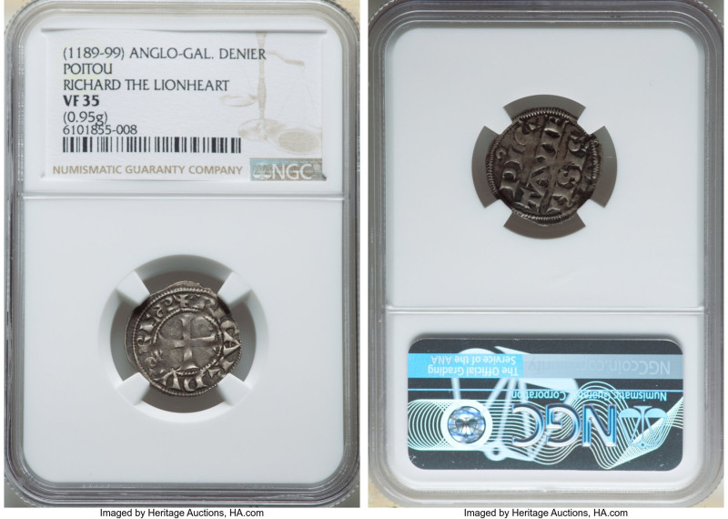 Anglo-Gallic. Richard I, the Lionheart Denier ND (1189-1199) VF35 NGC, Poitou mi...