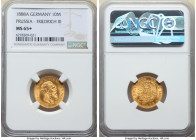 Prussia. Friedrich III gold 10 Mark 1888-A MS65+ NGC, Berlin mint, KM514, J-247. One year type. Warm mint luster and satin surfaces. 

HID09801242017
...