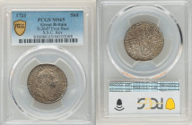 George I "South Sea Company" Shilling 1723-SSC MS65 PCGS, KM539.3, S-3647, S-1176. First Bust. C/SS in 3rd Quarter. Struck from silver supplied by the...