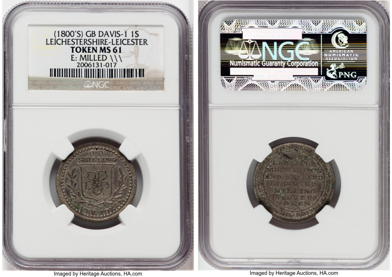 Leichestershire. Leicester silver Shilling Token ND (1800's) MS61 NGC, Davis-1. ...